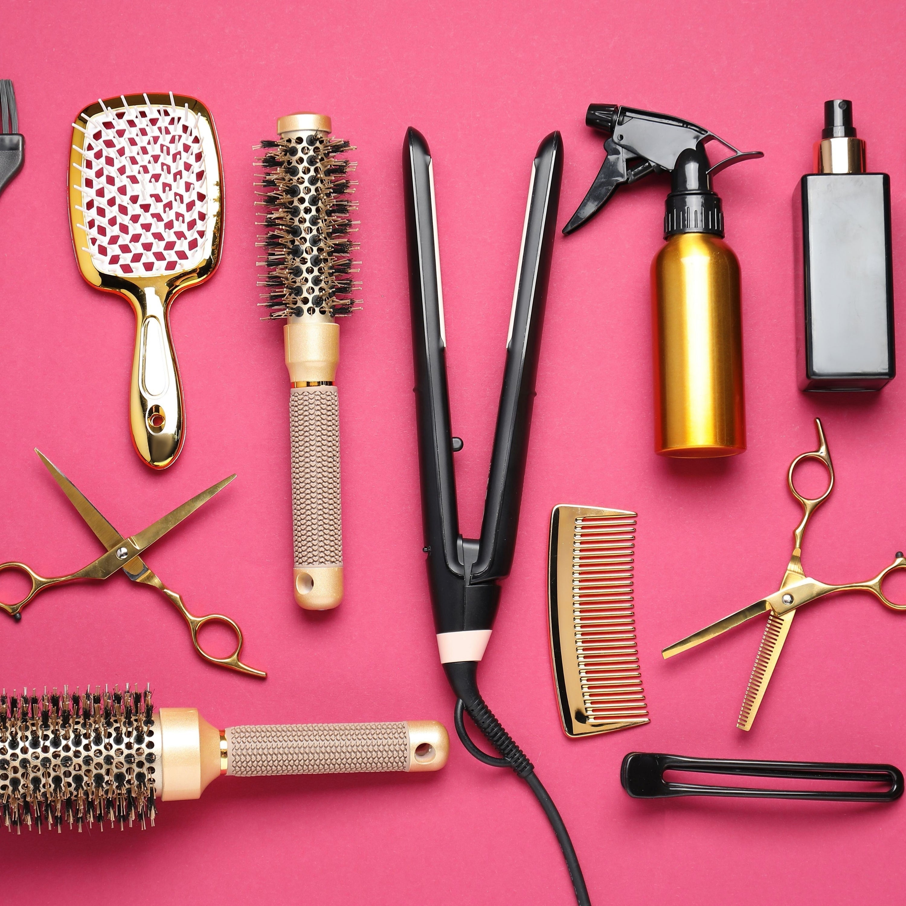 Beauty Tools & Accessories arranged neatly on a minimal clean background.