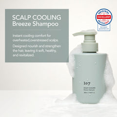 107 Scalp Cooling Breeze foam-lather demonstrates light cleansing and hydration.