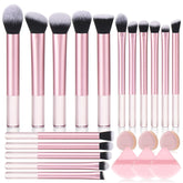 111 makeup brushes set 22pcs case pink black, organized for full-face makeup