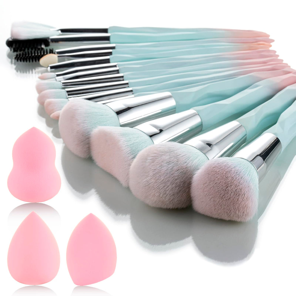 111 pink blue gradient makeup brushes and sponges packaging box for gifting and storage
