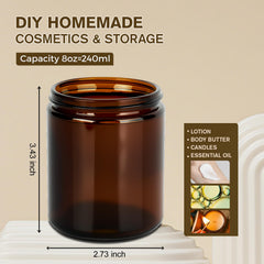 11 Hoa Kinh 8oz amber glass jar ideal for DIY candle making.