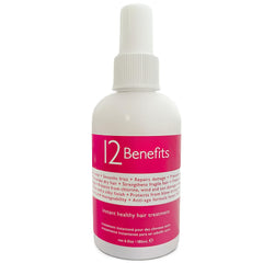 12 Benefits leave-in conditioner bottle-dispense for quick, even application and anti-frizz control.