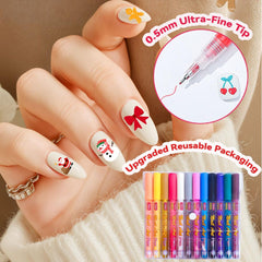 12 Colors Nail Art Pens Set dot stripe designs.