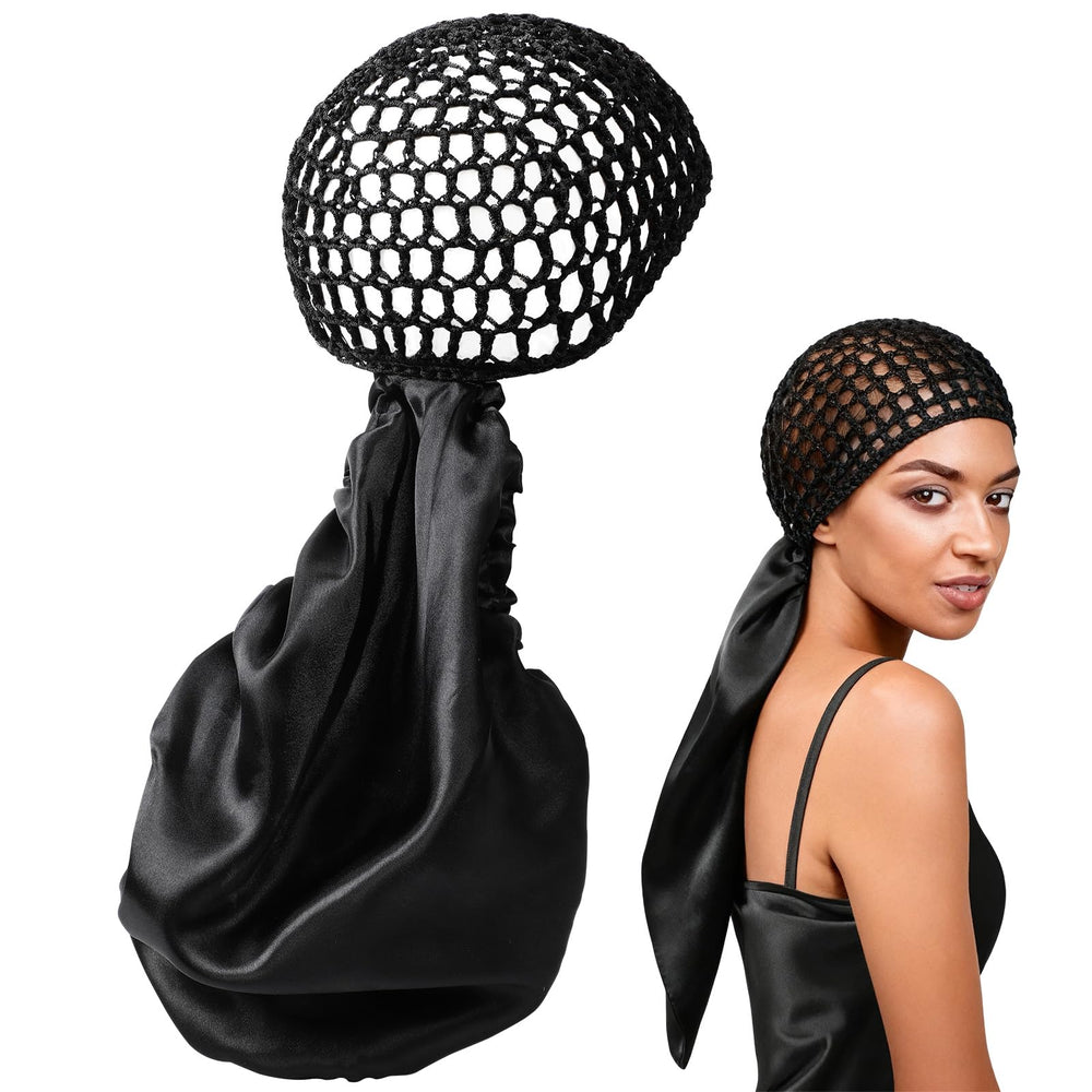 2in1 wrap cap bonnet satin fabric closeup showing smooth interior for gentle sleep