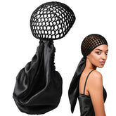 2in1 wrap cap bonnet satin fabric closeup showing smooth interior for gentle sleep