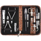 3 Swords Germany manicure pedicure set case-open reveals premium leather travel case.