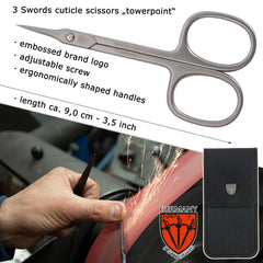 3 Swords Germany polished finish scissors ready for professional-grade nail care