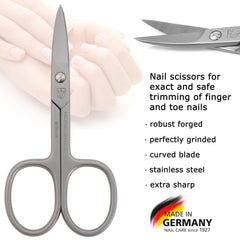 3 Swords Germany stainless steel nail scissors closeup showing sharp durable blades.