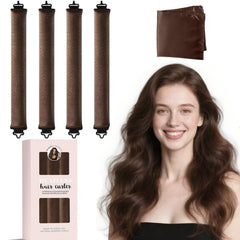 5Pcs heatless hair curler box shows packaging for quick setup and gifting.