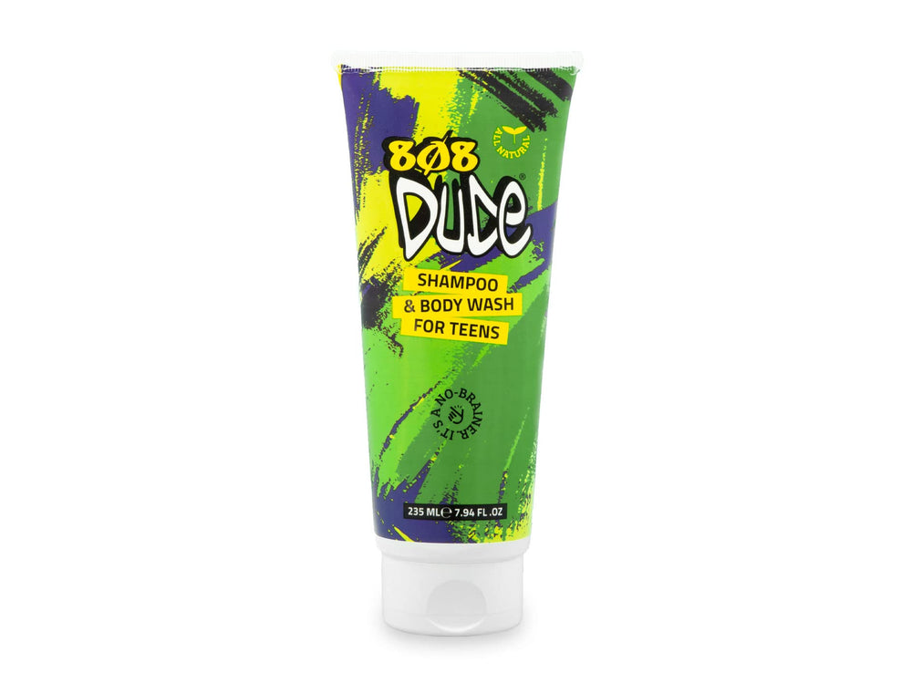 808 Dude 8oz bottle front showing quick head-to-toe cleanse and odor control.