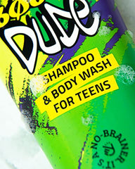 808 Dude label closeup highlighting natural organic ingredients for clean skin and hair.