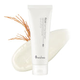 9 Wishes Rice Foaming Cleanser packaging highlights daily use for Korean skincare.