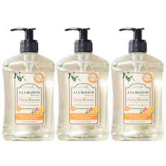 A La Maison Citrus Blossom hand soap bottle with a fresh, uplifting scent for daily cleansing.