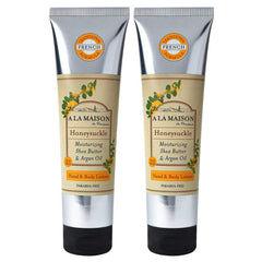 A LA MAISON Honeysuckle lotion front bottle for daily skin nourishment