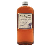 A LA MAISON Lavender Aloe hand-wash bottle shows gentle cleansing with skin-softening glycerin