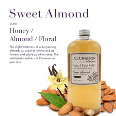 A La Maison Sweet Almond bottle cap close-up highlights sustainable packaging