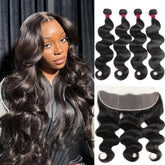 aallinine 18-inch bundles with Brazilian body wave showing silky texture for seamless sew-ins