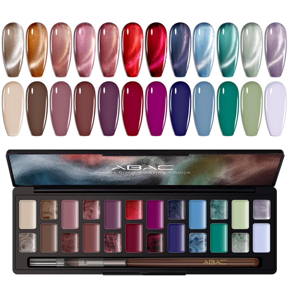 ABAC solid cat eye palette with 24 colors for versatile manicures
