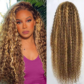 Abbildung 30inch Highlight Gradient Wig closeup showing natural shine for daily wear.