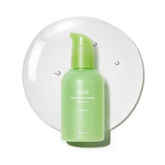 Abib Heartleaf Essence bottle with pump delivering lightweight hydration.