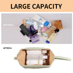 Abiudeng checkered cosmetic bag with multiple compartments ideal for organized travel cosmetics.
