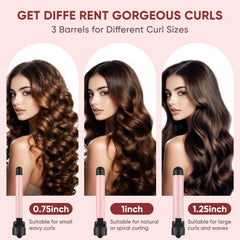ABNER automatic curling iron demonstrates dual voltage for quick styling on all hair types