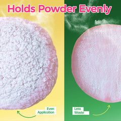 ABOLINE dust-powder-container keeps powder fresh and puffs clean.