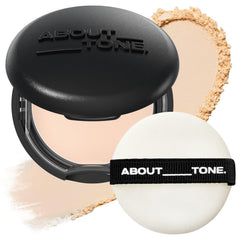 ABOUT TONE Blur Powder Pact compact with mirror enables on-the-go touch-ups and oil control.