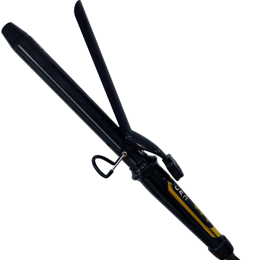 abp curling iron close-up of 1-inch barrel showing design and coating benefits