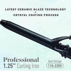 ABP curling iron extended ceramic barrel enables even heat for smoother results.