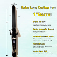 abp curling iron used for long hair styling with extended barrel