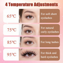 Acavado four-temperature settings with LED readout for customizable lash lift.