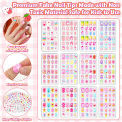 Acejoz kids nails press-ons short nails assembly for kid-friendly DIY nail art.