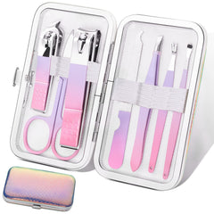 Aceoce manicure set case opens for travel-ready storage.