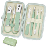 Aceoce manicure set front view highlights travel-ready case for grooming on the go.
