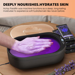 Achzzy paraffin wax machine temperature and timer mode display enabling customizable spa sessions.