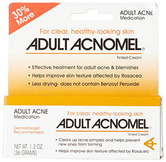 Acnomel tinted cream swatch on skin showing smooth texture.