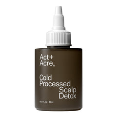 ACT+ ACRE scalp detox oil bottle pour shows a clean, refreshing cleanse for the scalp.