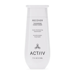 ACTIIV Recover Thickening Conditioner bottle closeup highlights plant-based formula for fuller-looking hair