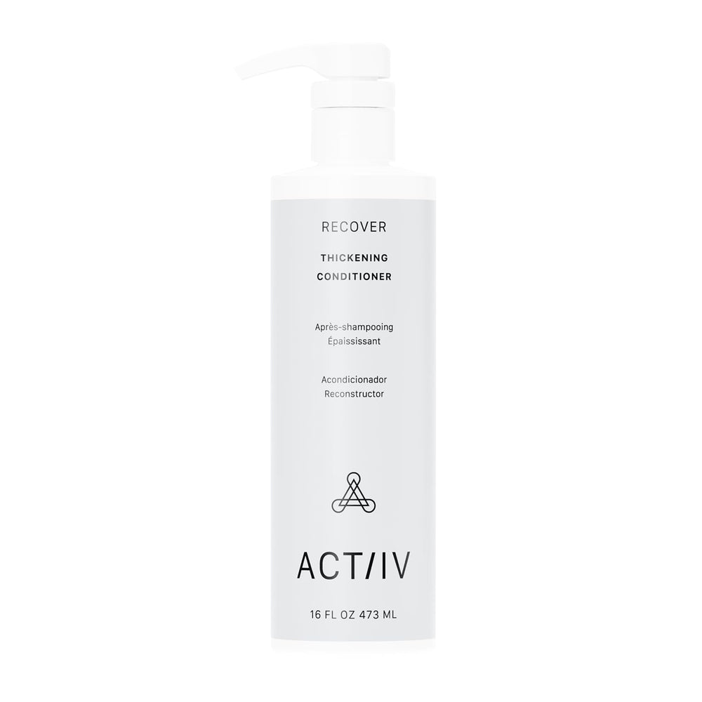ACTIIV Recover thickening conditioner bottle demonstrates hydrating, fuller-looking hair after use.