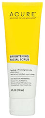 Acure Brightening Facial Scrub jar showing gentle exfoliation for smoother, brighter-looking skin