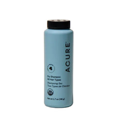 Acure Dry Shampoo mini bottle pour for on-the-go refresh.