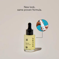Acure The Essentials Argan Oil used as hair treatment for shine and manageability.