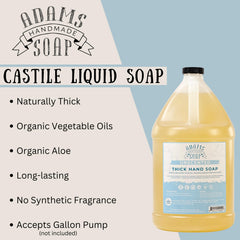 Adams Handmade Soap organic aloe castile 1gal bottle with pump demonstrates versatile dilution for foaming soap