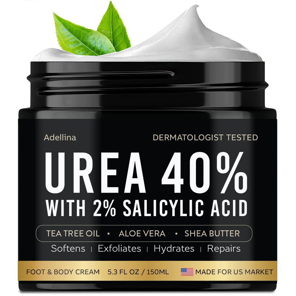 Adellina Urea Cream 40% tube front highlights high-potency foot care for dry, cracked heels.