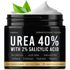 Adellina Urea Cream 40% tube front highlights high-potency foot care for dry, cracked heels.