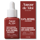 Amour De Moi ADM retinol serum bottle pour promotes smoother skin and even tone