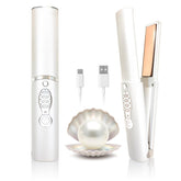 ADOBIRD cordless hair flat iron with titanium plates for smooth glide and reduced snag.