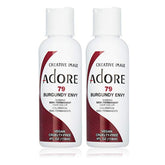 Adore Burgundy Envy dye bottle with rich color swatch for bold, long-lasting results.
