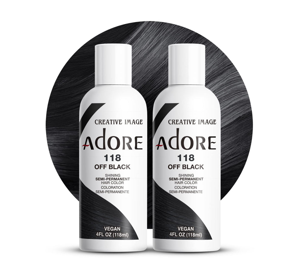 Adore 118 Off Black bottle with bold pigment for long-lasting color.